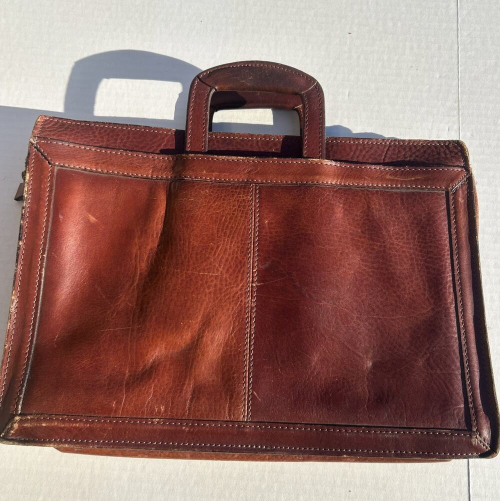 Vintage DOVE Genuine Leather Expandable Briefcase Attache Portfolio Bag 16”